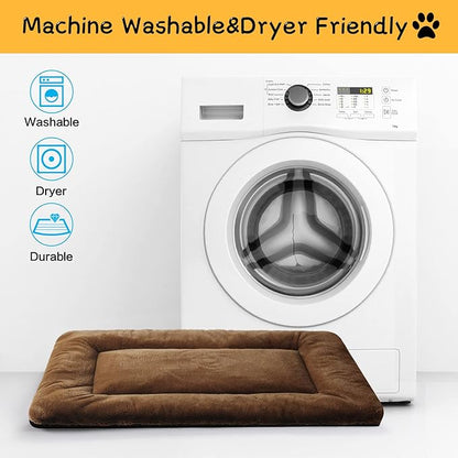 Dog Beds Crate Pad for Extra Small Dogs Ultra Soft Dog Crate Bed Washable & Anti-Slip Kennel Pad for Dogs Cozy Sleeping Mat,Brown 22inch