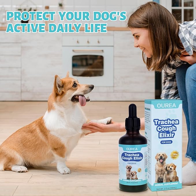 Collapsed Trachea Treatment for Dogs, Trachea Cough Elixir, Dog Kennel Cough Relief, Herbal Supplements Promote Smooth Breathing for Dogs, Easy to Administer (2 FL OZ)