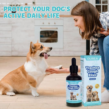 Collapsed Trachea Treatment for Dogs, Trachea Cough Elixir, Dog Kennel Cough Relief, Herbal Supplements Promote Smooth Breathing for Dogs, Easy to Administer (2 FL OZ)