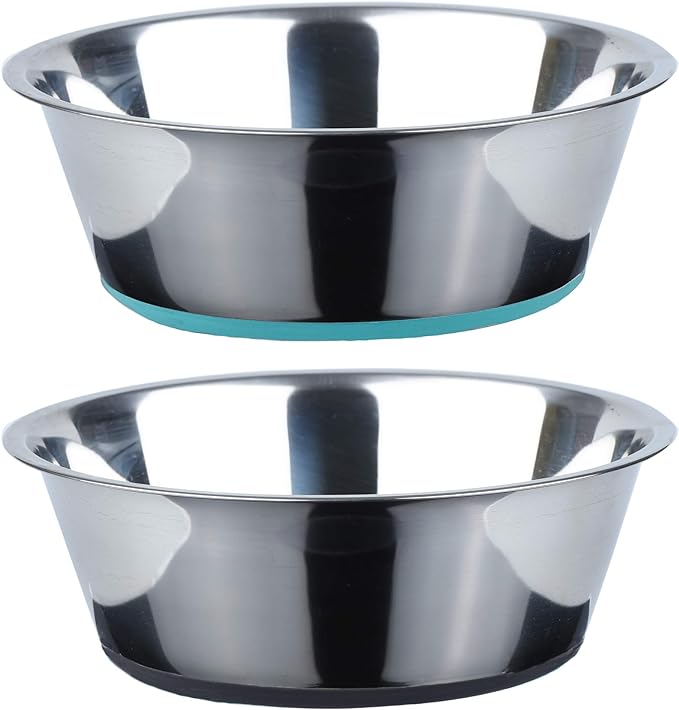 PEGGY11 Deep Stainless Steel Anti-Slip Dog Bowls - 2-Pack, 8 Cups