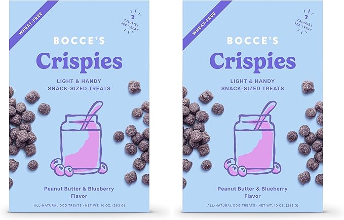 Bocce's Bakery PB + Blueberry Crispies Low-Calorie Wheat-Free Dog Treats,10 oz,(Pack of 2)