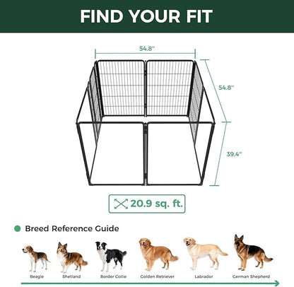FXW AuraSpace Pro Acrylic & Wire Mesh Indoor Dog Playpen, 40" Height 8 Panels Metal Dog Pen for Medium and Large Dogs, Black│Patented