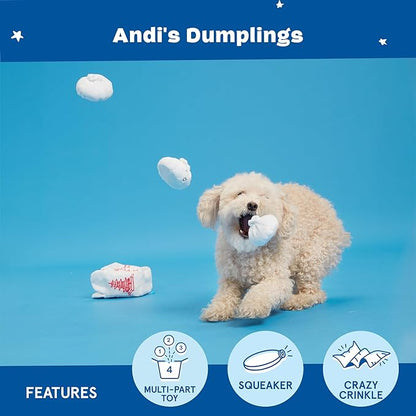 Barkbox Dog Toy 2 in 1 Interactive, Plush Exterior Material & Squeaker, Tearable Dog Toy with Squeaky Ball Inside, Ideal for Toy Destroyers - Andi's Dumpling, Small