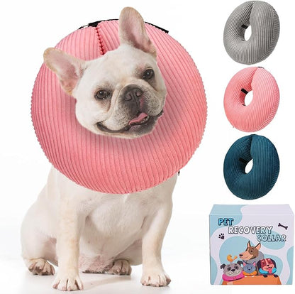 BINGPET Inflatable Dog Cone Collar Alternative After Surgery,Soft Recovery Cone for Dogs to Stop Licking,Dogs Blow up Protective Neck Donut ECollars Adjustable for Large Medium Small Puppy Pet, Pink M