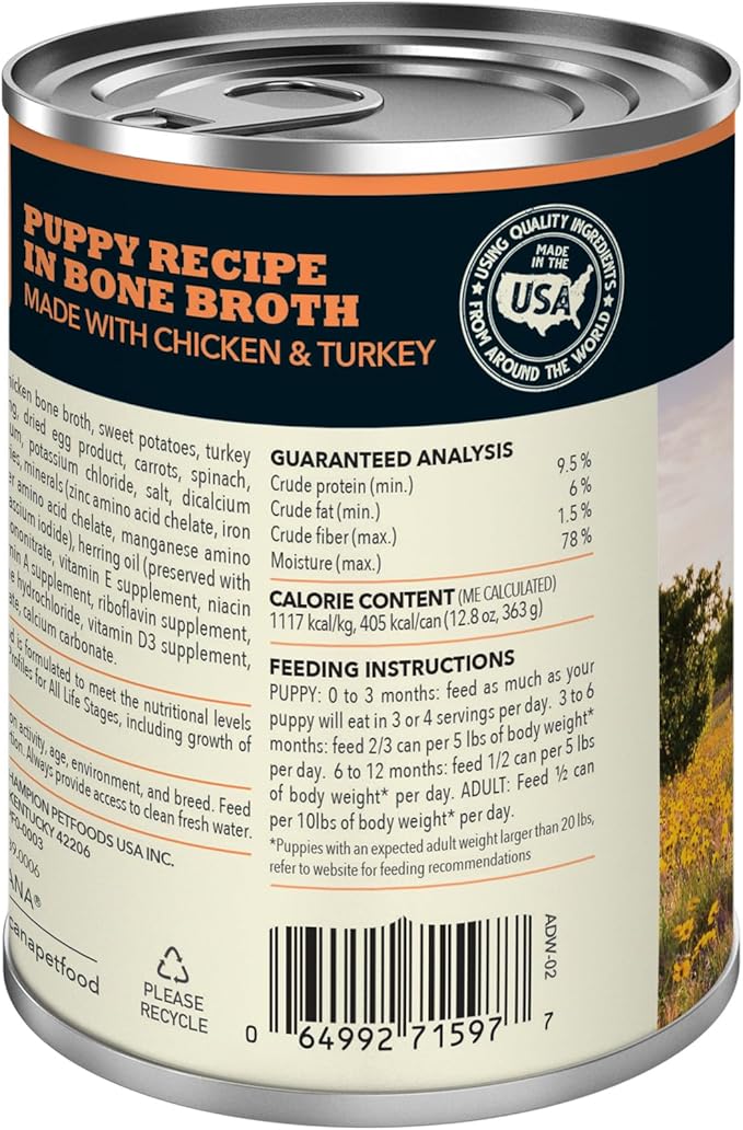 ACANA Premium Pate in Bone Broth Grain-free Wet Dog Food Puppy Recipe 12.8oz Cans (12 Count)