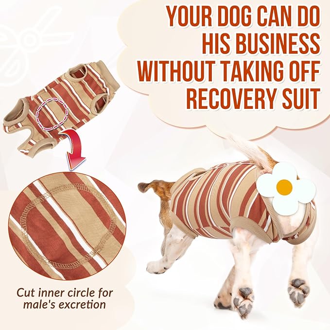 SlowTon Dog Recovery Suit - Surgery Recovery Suit for Female Male Dogs, Dog Onesie After Spay Abdominal Wounds, E-Collar Cone Alternative Prevent Licking Pet Surgical Suit(Brown,S)
