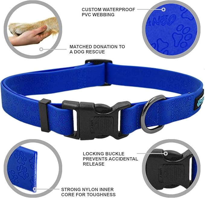 Max and Neo Waterproof NEO Collar - We Donate a Collar to a Dog Rescue for Every Collar Sold (Small, Red)