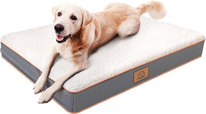 Sunheir Orthopedic Dog Beds for Small Dogs, Waterproof Puppy Bed with Removable Washable Cover, Non-Slip Bottom and Egg-Crate Foam, (Light Grey, 24.0" L x 16.0" W x 3.0" Th)