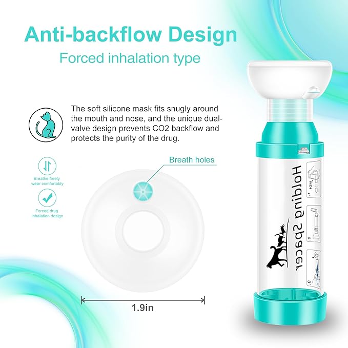 Pet Inhaler Spacer with Round Silicone Mask – Canine Aerosol Chamber for Dogs with a Respiratory Condition, Helps Medication Delivery, Includes 1 Mask Sizes
