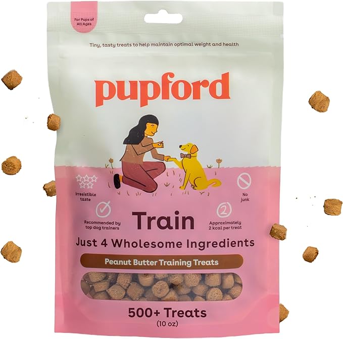 Pupford Training Treats for Dogs & Puppies, 500+ Four Ingredient Bites (Peanut Butter, 10 oz)