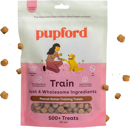 Pupford Training Treats for Dogs & Puppies, 500+ Four Ingredient Bites (Peanut Butter, 10 oz)