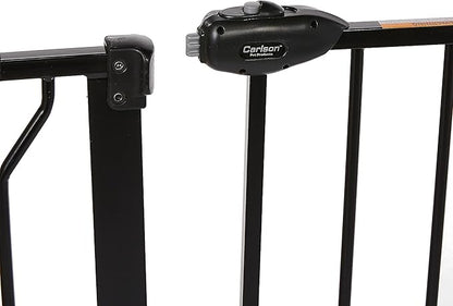 Carlson 36" Extra Tall Walk Through Dog Gate for Doorways & Bottom of Stairs, Metal Pet Gate with Small Pet Door, Expands 29.5”–36.5”, Black