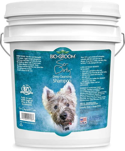 Bio-Groom So-Dirty Dog Shampoo - Quick Rinse Pet Shampoo, Dog Bathing Supplies, Puppy Wash, Dog Grooming Supplies, Cruelty-Free, Made in USA, Shampoo for Smelly Dogs - 5 Gallons