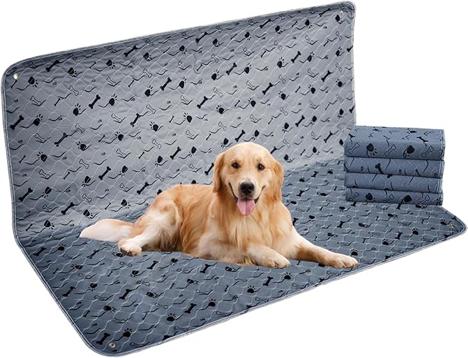 Washable Dog Pee Pad, Gray, Waterproof Bed Pads, Puppy Training, Reusable Pet Training Mat