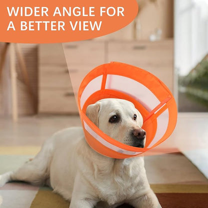 ASENKU Dog Cone Collar, Soft Adjustable Cone for Dogs to Stop Licking, Lightweight Recovery Dog Cone After Surgery, Pet E-Collar for Small, Medium & Large Dogs(Orange, M)