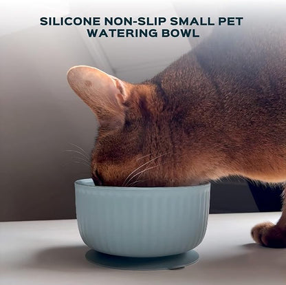 Cat Bowls with Suction Cup 13 Oz — Elevated Silicone Pet Dish with Non-Slip Bottom for Dry Food, Wet Food and Water (Soft Pink)