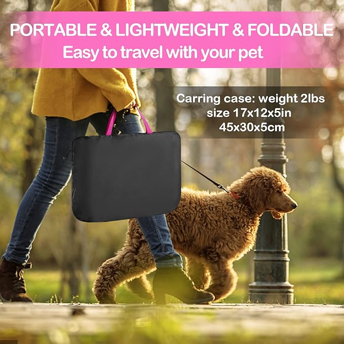 Portable Pet Dog Playpen, Pet Playpen Foldable Extra Heavy Duty Pop Up No Assembly Kennel Tent Crate Indoor Outdoor with Shade Ventilation Mesh for Small Animals, Kitten, Cat, Rabbit (Hot Pink)
