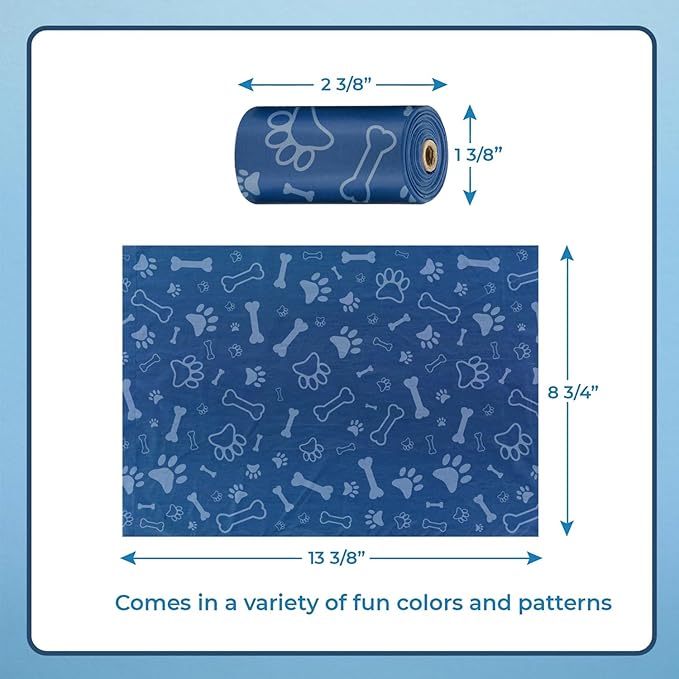 Best Pet Supplies Dog Poop Bags (150 Bags) for Waste Refuse Cleanup, Doggy Roll Replacements for Outdoor Puppy Walking and Travel, Leak Proof and Tear Resistant, Thick Plastic - Loyal Blue