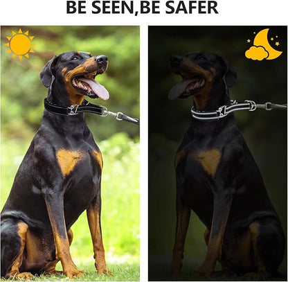Prong Collar for Large Dogs with Reflective Nylon Cover, Dog Pinch Collar,Dog Training Collar,High Strength Quick Release Metal Buckle,Comfort Rubber Tips (Black，4.0mm, 23.6-Inch)