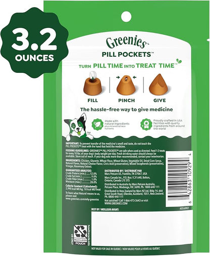 Greenies Pill Pockets for Dogs Small Size, Tablet Pill Treats for Dogs, Cheese Flavor, 3.2 oz. Pouch