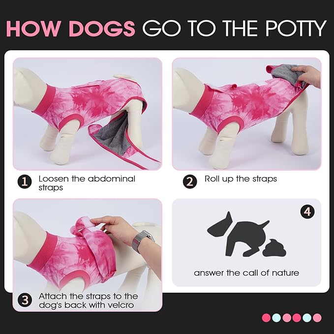 FUAMEY Surgery Recovery Suit for Large Dogs,Dog Surgery Suit Female Spay Male Dogs Neuter Recovery Shirt Dog Onesie Anti Licking Abdominal Wounds Pet Bodysuit Skin Conditions Rose Dye XXL
