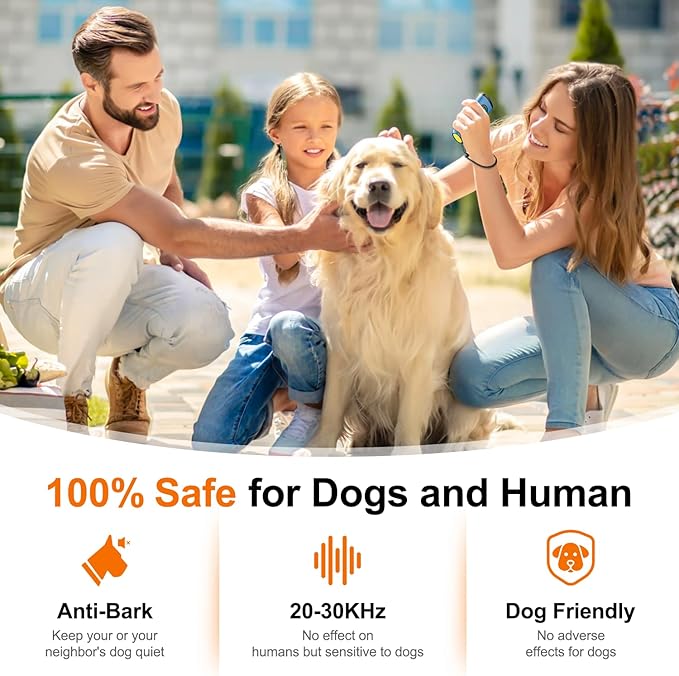 Dog Bark Deterrent Devices Anti Barking Device for Dogs Ultrasonic Bark Stopper Portable Dog Training Tool Indoor Outdoor Up to 50ft Correct Bad Behavior of Own or Neighbor's Dog (Blue)