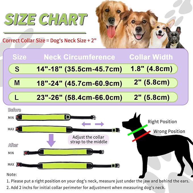 Martingale No Pull Dog Collar for Large Medium Dogs Training Walking, Heavy Duty Nylon Reflective Adjustable Anti Pull Slip Collar with Buckle L Green