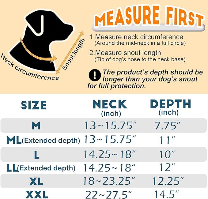 Soft Dog Cone, Stop Licking Deep Pet Recovery Collar After Surgery for Extra Large Dogs, Clear Plastic Breathable Elizabethan Head Neck Circle, Adjustable Comfortable Cones 30cm Long (XL Black)