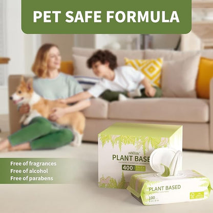 IMMHABI 400 Unscented Pet Wipes for Paws and Butt Plant Based Hypoallergenic Pets Cleansing & Deodorizing Anal Gland Hygienic Puppy Wipes for Dogs