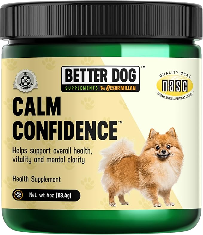 Better Dog Supplements Calm Confidence by Cesar Millan Natural Brain Support & Dog Cognitive Supplement – Energy, Vitality & Focus Supplement with Ashwagandha & Other Herbs – 4oz (60-Day Supply)