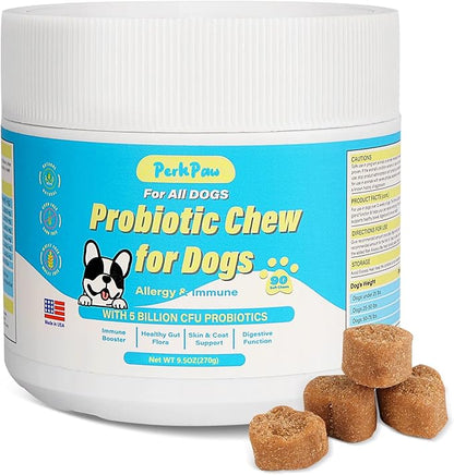 Probiotics for Dogs, Dog Probiotics for Diarrhea & Bowel Support, Digestive Enzymes Promotes Gut Health, Immunity Health & Itch Relief, Prebiotics and Probiotics (Chicken)