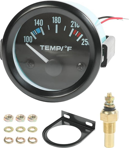 RACOONA 2" 52mm Water Temp Gauge,100-250℉ Water Temperature Gauge,Car Accessories Car Water Temp Gauge Meter with LED Backlight,Water Temp Thermometer Meter Kit for Car Truck Vehicle Automotive Boat
