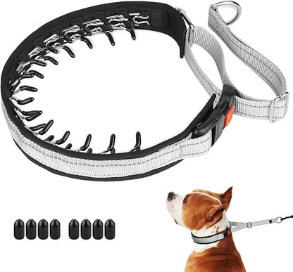 Mayerzon Martingale No Pull Collar for Medium Large Dogs, Patented Anti Pull Dog Collar with Buckle for Walking Training, with Neoprene Padding and Reflective Stitching, Adjustable(Grey, L)