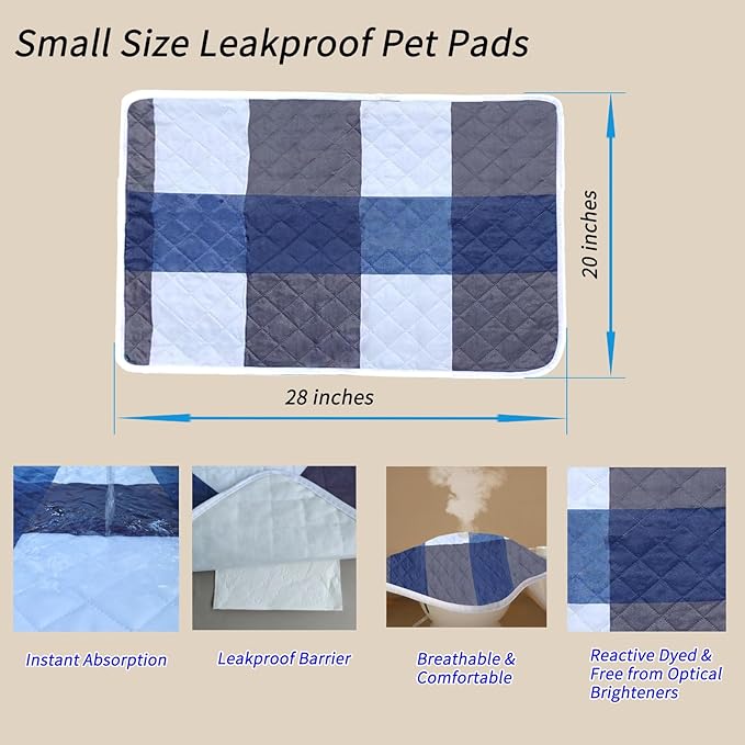 Washable Pee Pads for Dogs with 4-Layer Integrated Waterproof Design, Reusable Super Absorbent Non-Slip Puppy Pads for Crate Training, Home Floor Protection , 20‘’×28‘’ Pack of 2