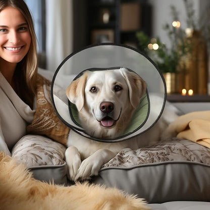 Soft Dog Cone Collar for Large Medium Dogs After Surgery, Adjustable Recovery Lightweight Elizabethan Collar for Dogs to Stop Licking (L)
