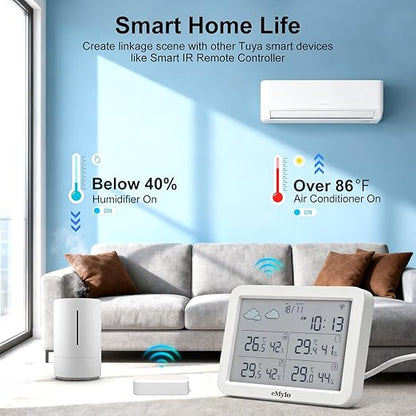 eMylo WiFi Hygrometer Thermometer 4 Pack, Smart Wireless Temperature Humidity Sensor with App Alert, Works with Alexa & Google Assistant, Indoor Outdoor Monitor for Greenhouse, Baby Room, Wine Cellar