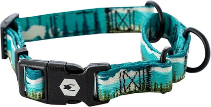 Wolfgang Heavy Duty Martingale Dog Collar with Quick Release Nylon Buckle for Walking & Training, GreatEscape Print, Large