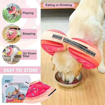 BEAUTYZOO Dog Cone Alternative After Surgery for Large Medium Small Dogs, Soft Inflatable Cone Collar for Dogs Cats, Dog Neck Donut E Collar Dogs Recovery Collar to Stop Licking, Strawberry Pink,S