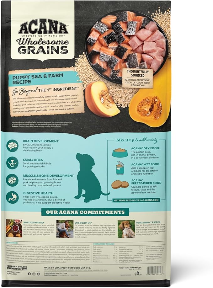 ACANA Wholesome Grains Dry Dog Food Puppy Sea & Farm Recipe 22.5lb Bag