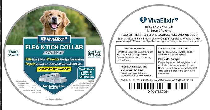 Flea and Tick Collar for Small Dogs - 7 Months of Protection - Adjustable and Waterproof - Safe and Long-Lasting Repellency of Fleas, Ticks, Lice, and Mosquitoes EPA Registration Number：2596-139