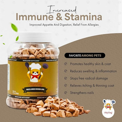 Chicken Liver Dog Treats | Freeze Dried Liver Treats for Dogs, 100% Human Grade, Single Ingredient | Grain-Free Kitten Treats, High Protein | No Additives or Preservatives | Tested in USA | 3.1 oz