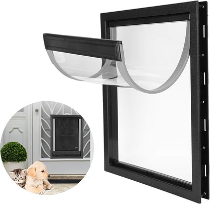 Large Pet Door for Dogs 50x38x5cm Plastic Wall Mounted Dog Door with Built in Magnet Pet Accessories Pet Gate Pet Supplies Easy to Install for Large Medium Pets (Black)