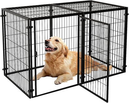 XPIY Large Dog Crate – Metal Kennel for Medium and Small Dogs, Safe Indoor & Outdoor XL Big Puppy Cage, Pet Playpen Yard, Dog Fence Playpen Easy Assembly (Black(No mat), 59Inch(No mat))