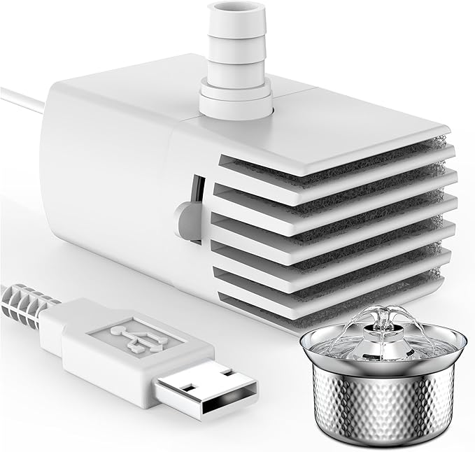 Replacement Pump for Cat Water Fountain | 108oz/3.2L Cat Fountain Stainless Steel Cat Water Fountain for Cats Inside, Pet Water Fountain Dog Water Dispenser -Pump