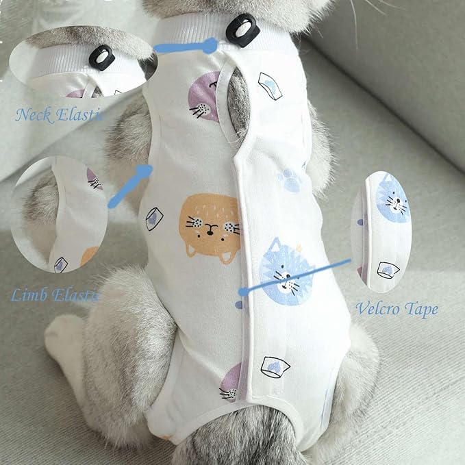 Cat Recovery Suit Female Kitten Onesie for Cats After Surgery Female Spay Surgical Abdominal Wound Skin Diseases Cone Collar Soft Alternative Wear (Cat, S)