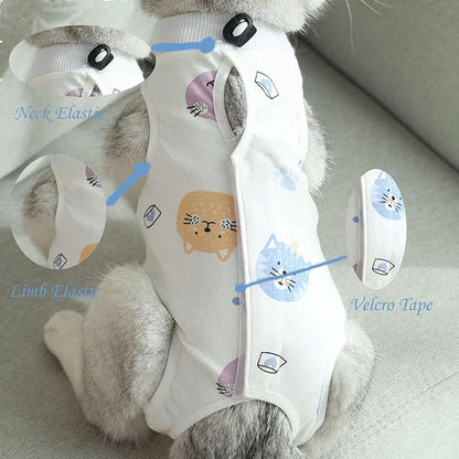 Cat Recovery Suit Female Kitten Onesie for Cats After Surgery Female Spay Surgical Abdominal Wound Skin Diseases Cone Collar Soft Alternative Wear (Cat, S)