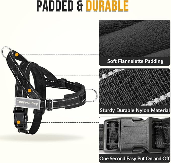 SlowTon No Pull Dog Harness - Heavy Duty Dog Harness and Leash Set for Medium Large Dogs, Reflective Tactical Harness with Soft Padded and Front Clip for Easy Walk and Training (B, XL)