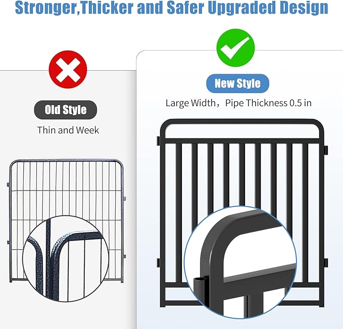 New Thickened Version Dog Playpen, 32 Inch Dog Fences for The Yard, Portable Outdoor Dog Playpen for Large/Medium/Small Dogs, Foldable Metal Dog playpen, with Doors (8 Panels, 32 Inch)