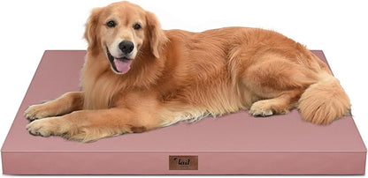 Outdoor Orthopedic Dog Bed for Extra Large Dogs, XL Waterproof Flat Pet Bed 44x32 Inch, Egg Crate Foam with Removable Washable Oxford Cooling Cover, Pink