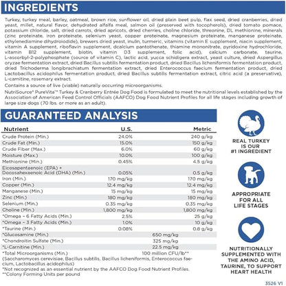 NutriSource Pure Vita Turkey & Cranberry Dog Food, 4LB